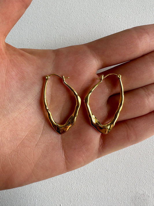 UNEVEN EARRINGS STERLING SILVER GOLD (NEW)